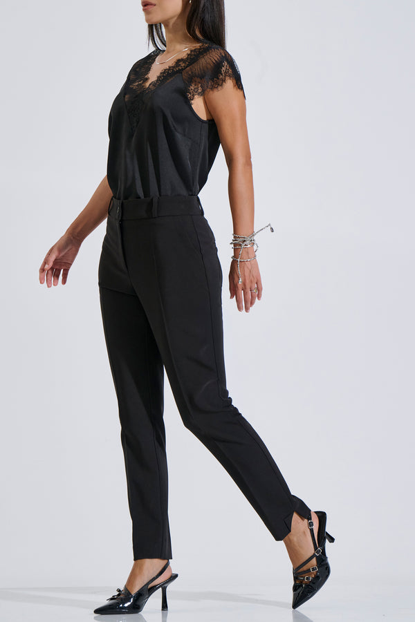 High-waisted cigarette trousers