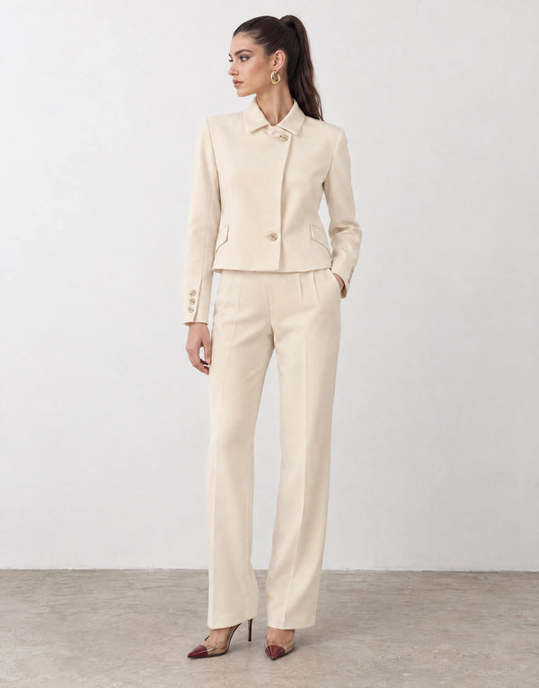 High-waisted straight-leg trousers