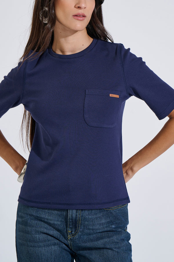 Cotton T-shirt with Front Pocket