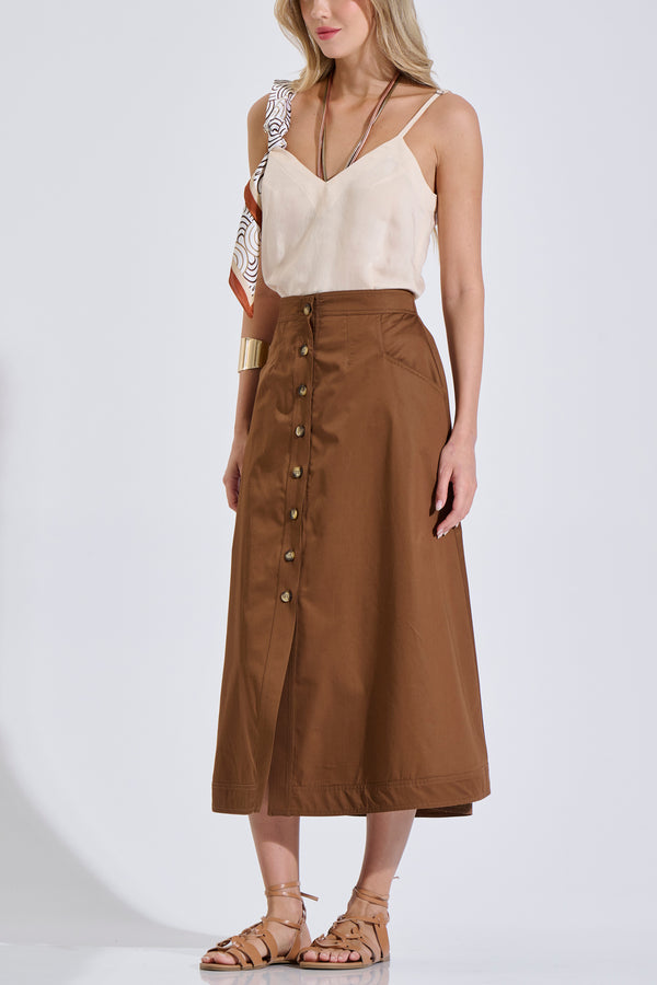 Skirt Cotton Midi with Buttons