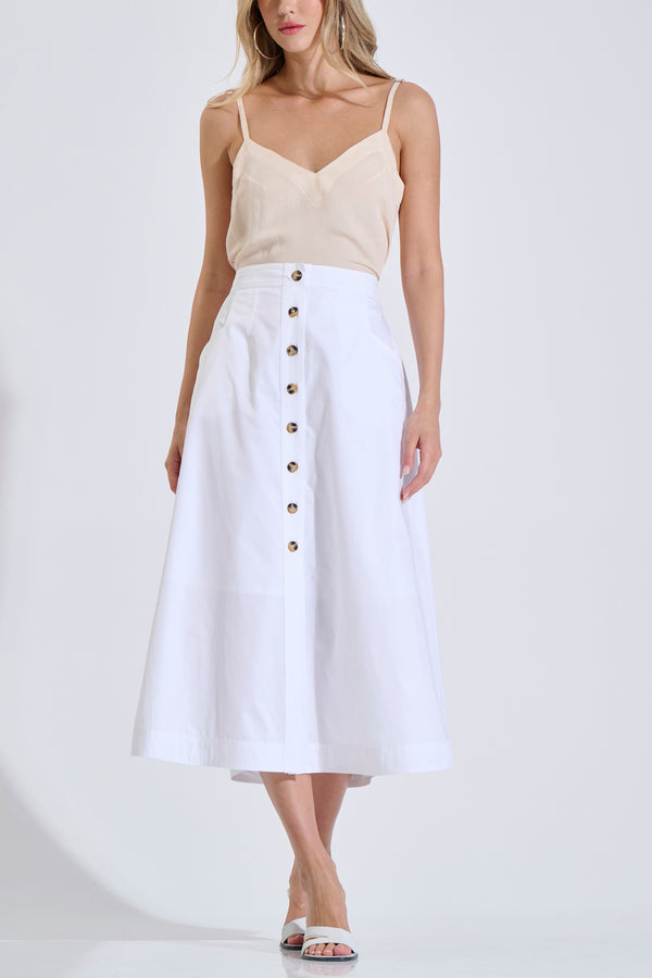 Skirt Cotton Midi with Buttons
