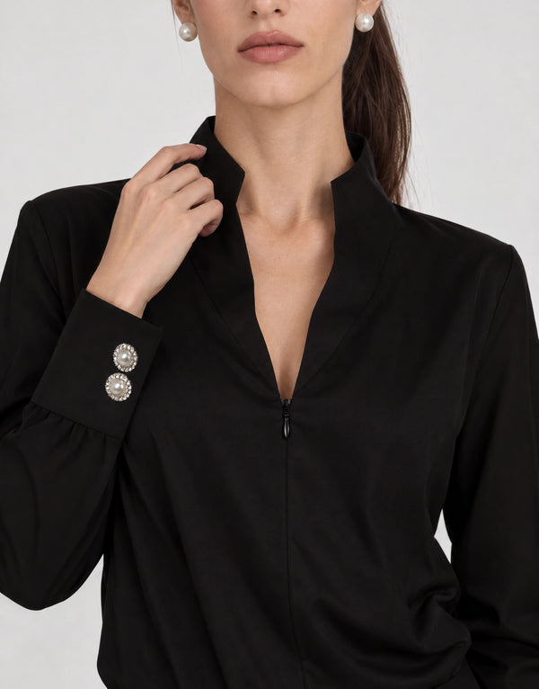 bodysuit with collar and zipper