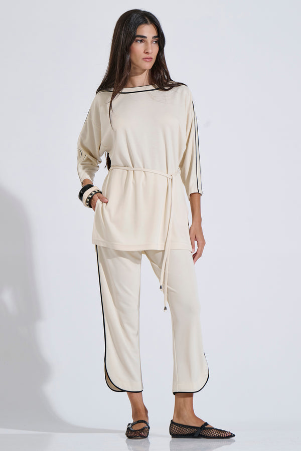 Trousers with Decorative Piping