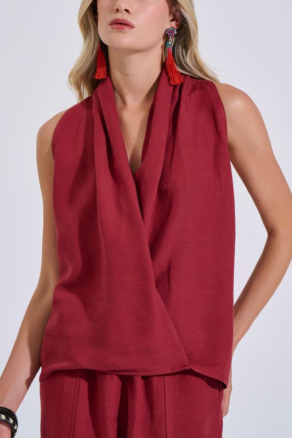 Sleeveless Wrap Blouse