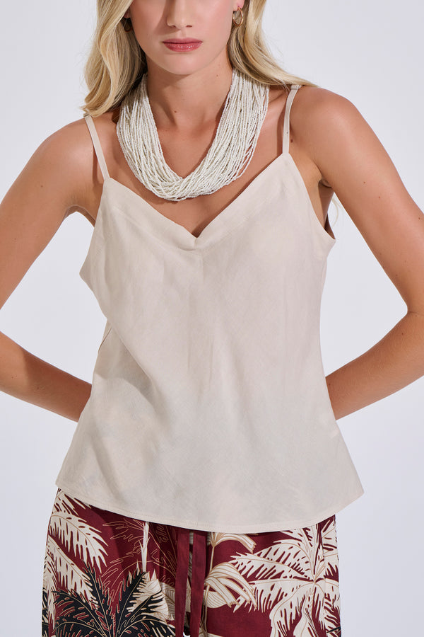 Linen Blend Top with Adjustable Straps