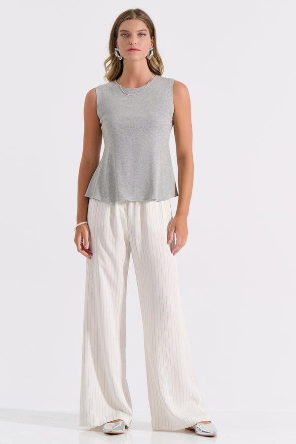 High-Waisted Pinstripe Trousers