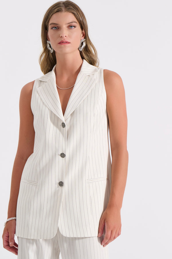 Long pinstriped waistcoat