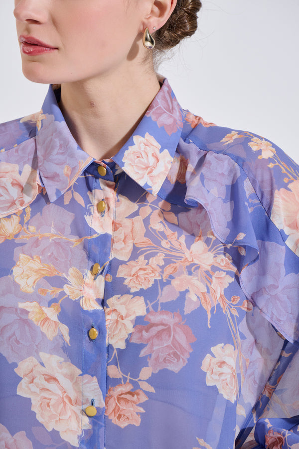 Printed shirt with ruffle details