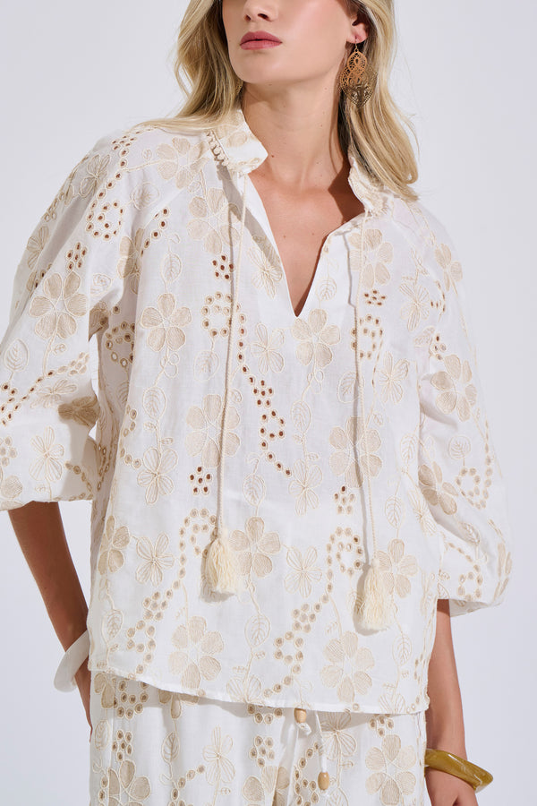 Cotton Blouse with Embroidery