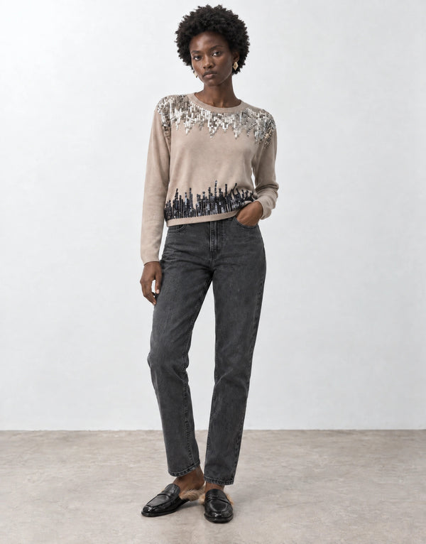 Knitted top with sequins
