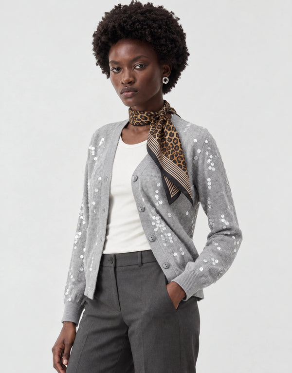 Knitted cardigan with sequins