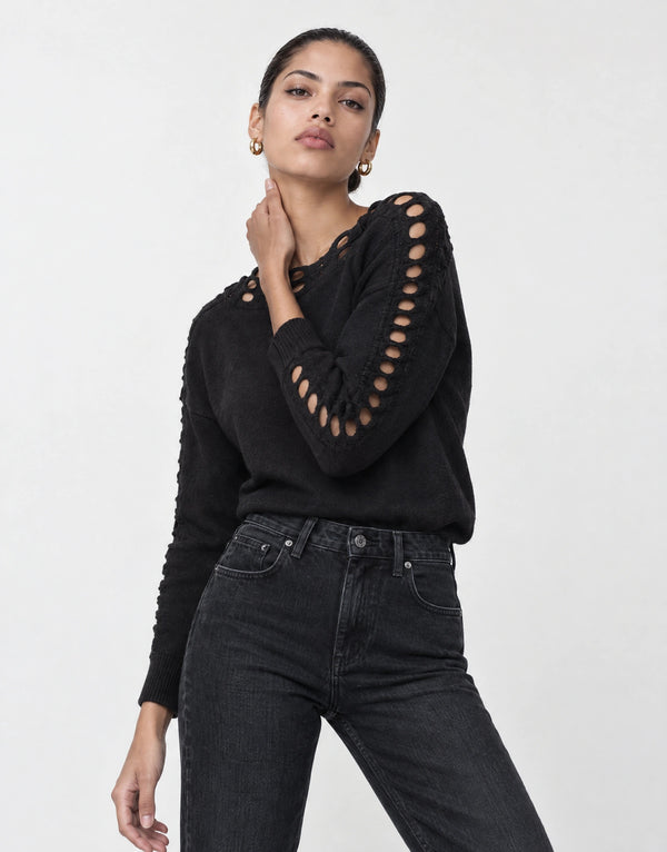 Knitted top with openwork details